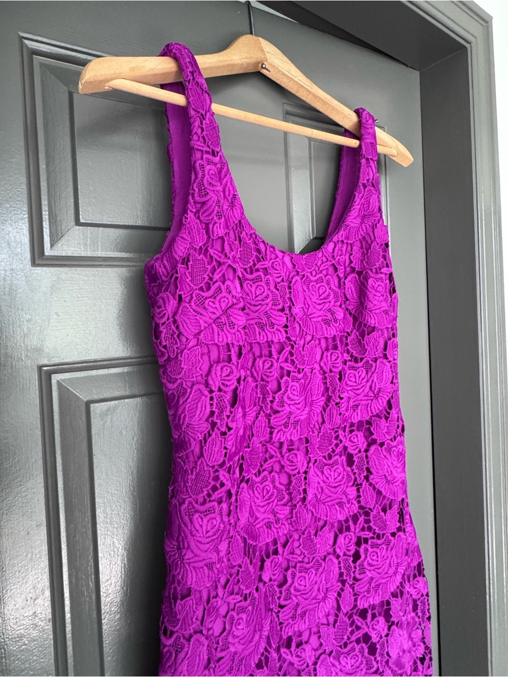 Lauren Ralph Lauren Magenta fuchsia pink Floral Lace Midi Dress - Picture 4 of 5